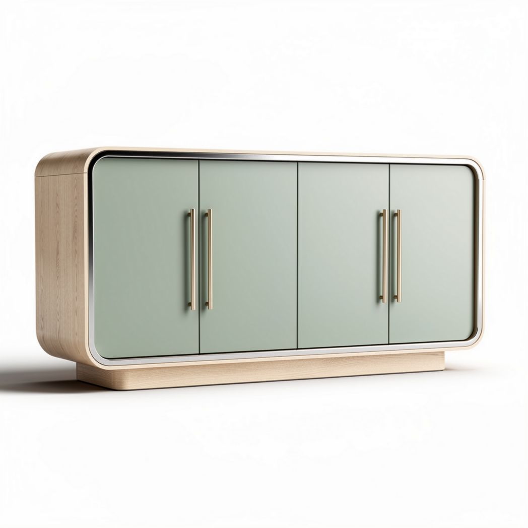Gabinete de madeira com portas em vidro verde 180 x 45 x 75cm