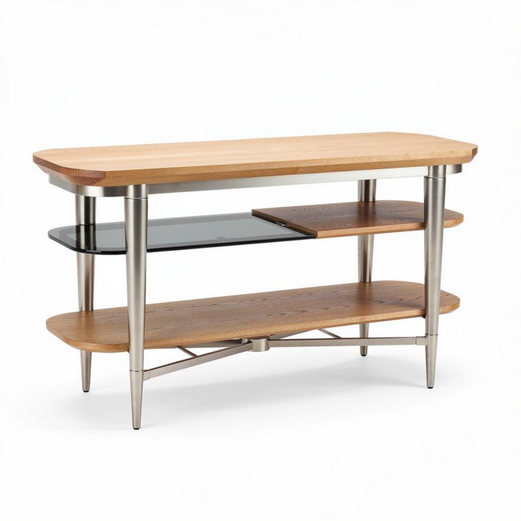 Mesa de centro em madeira e metal 150 x 50 x 70cm para decoração moderna