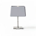 Luminária de mesa moderna em metal prateado e aba cinza 25 x 20 x 40cm