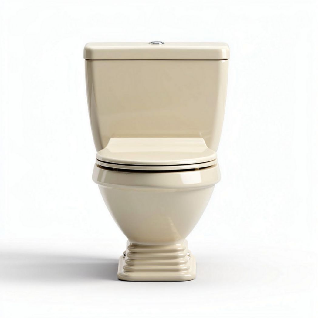 Vaso sanitário cerâmico bege com medidas de 38 x 67 x 76cm