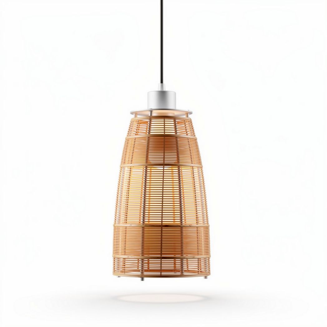 Luminária pendente em vime natural com design moderno 25 x 25 x 50cm